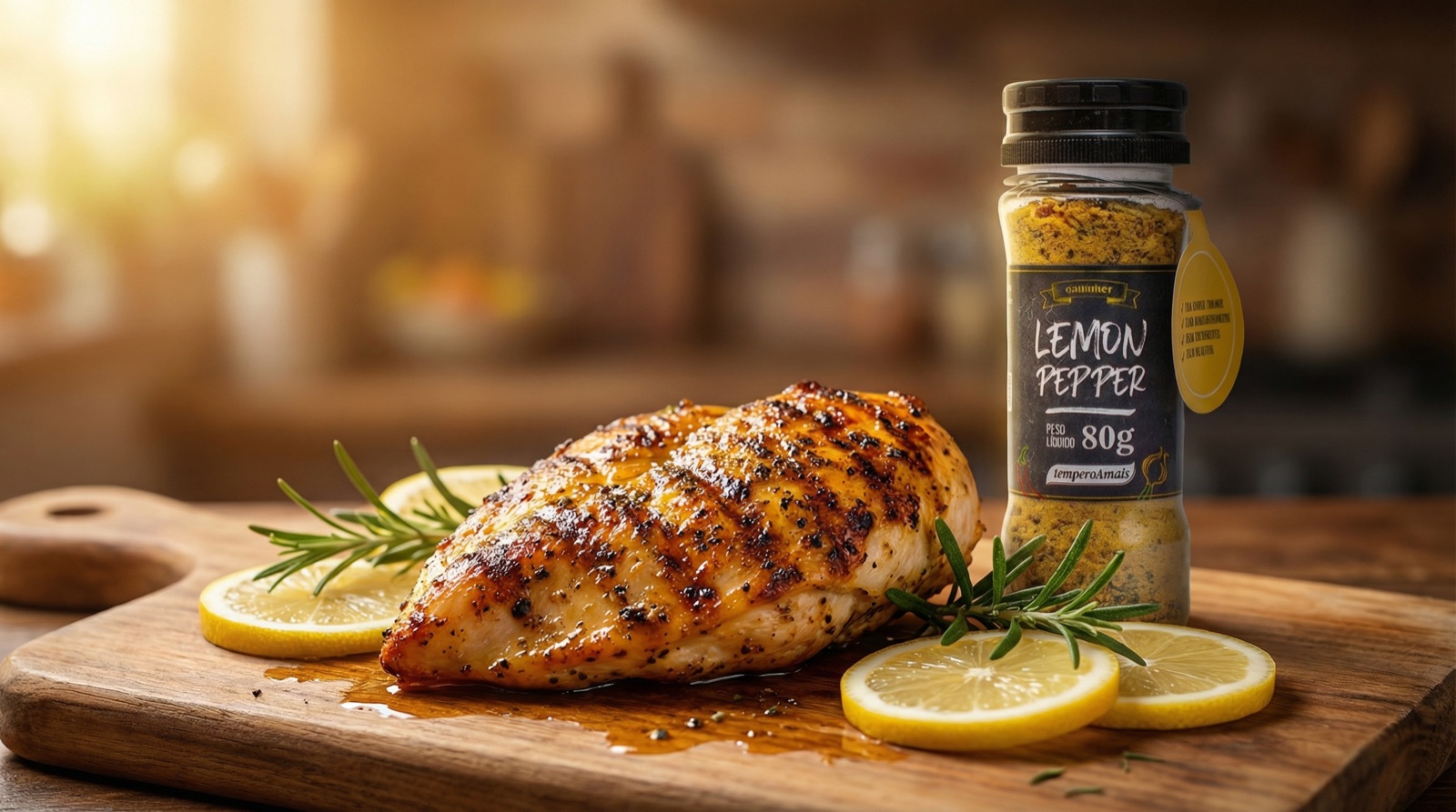 Frango grelhado com Lemon Pepper Tempero A mais